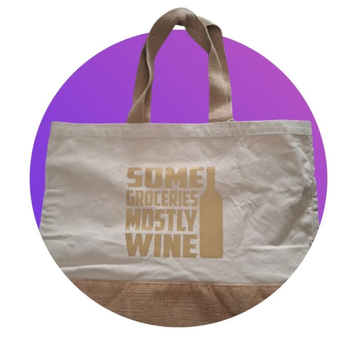 Tas "Some groceries mostly wine"